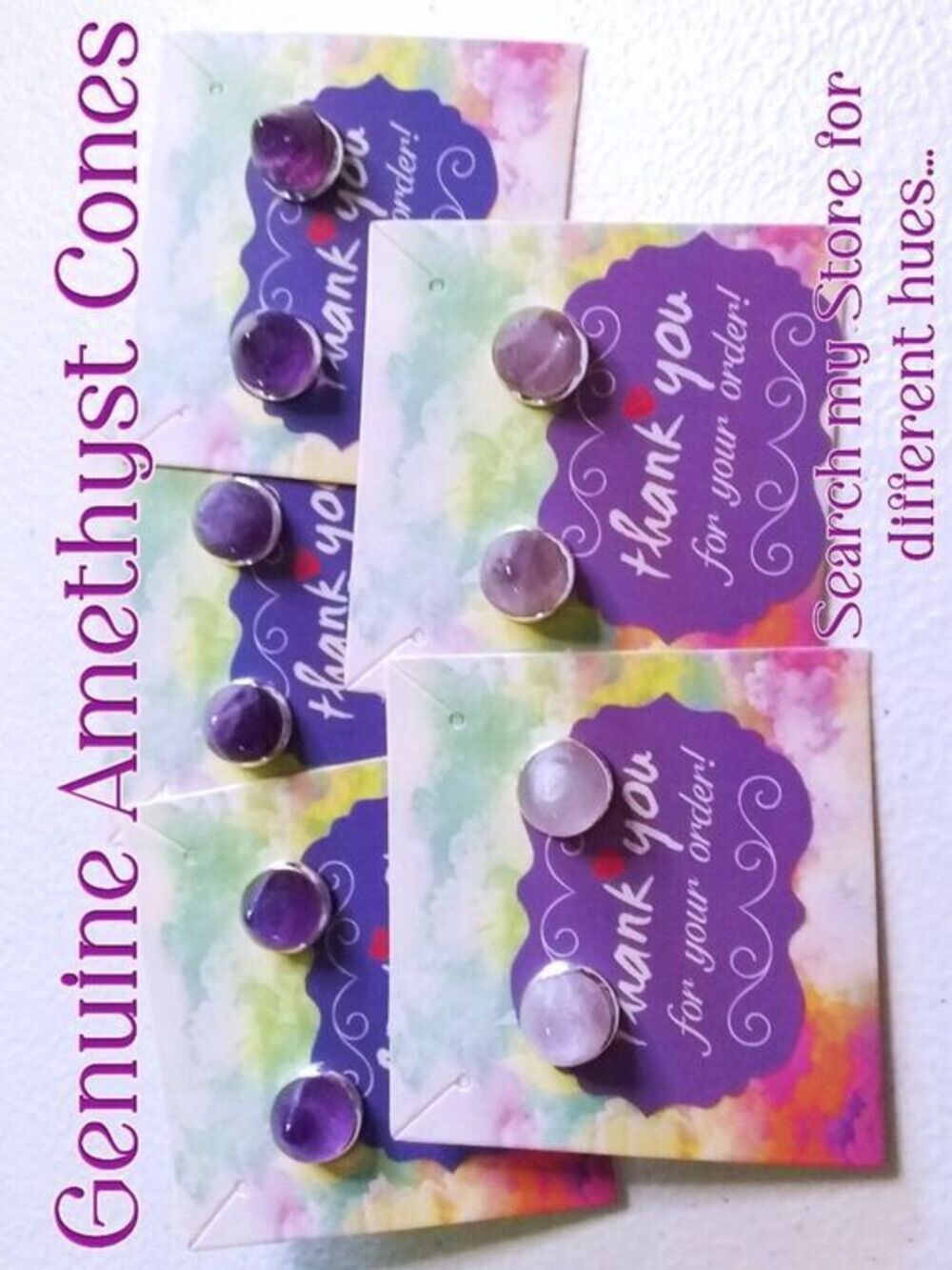 Dark Purple Amethyst Cone Studs #6 ~ Edgy BadA$$ & Sexy! - Picture 10 of 13